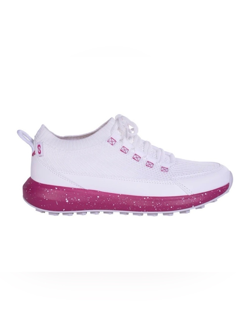 Stroll Sport Knit Women’s Spikeless Golf Shoe In White And Basin Pink. NWOB